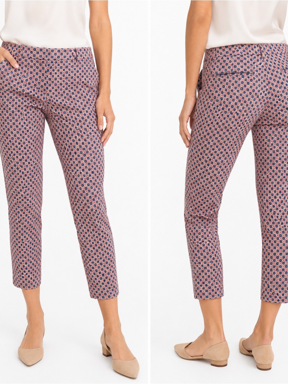 J. Crew Café Capri Pants Size 4 Geometric Print Ankle Career Casual Preppy
